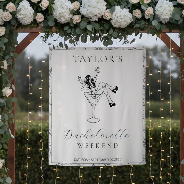 Tapete De Parede Retro Martini Girl Bachelorette Weekend Backdrop (Criador carregado)