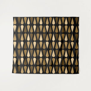 Tapete De Parede Retro Midcentury Teardrops Black Brown