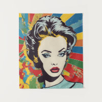 Retro-Mulher Pop Retrato Vibrante