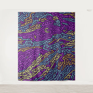 Tapete De Parede Retro Neon Maze Pattern - Estético Arcade