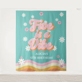 Tapete De Parede Retro Rainbow FIVE é um 5 Vibe Groovy Aniversário