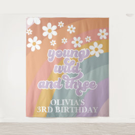 Tapete De Parede Retro Rainbow Young Wild Três aniversário de 3 ano