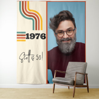 Tapete De Parede Retro Stripe Vintage 1976 Fotografia Laranja