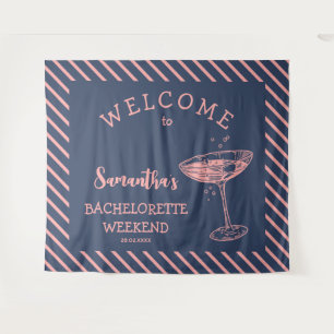 Tapete De Parede Retro Strips Festa de solteira Backdrop Cocktail