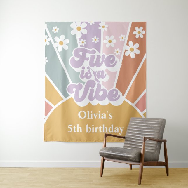 Tapete De Parede Retro Sunshine Rainbow Cinco é uma Vibração (In Situ)