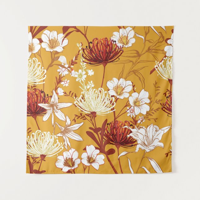 Tapete De Parede Retrospectiva Sangrenta: Arte Floral Inacabada (Frente)