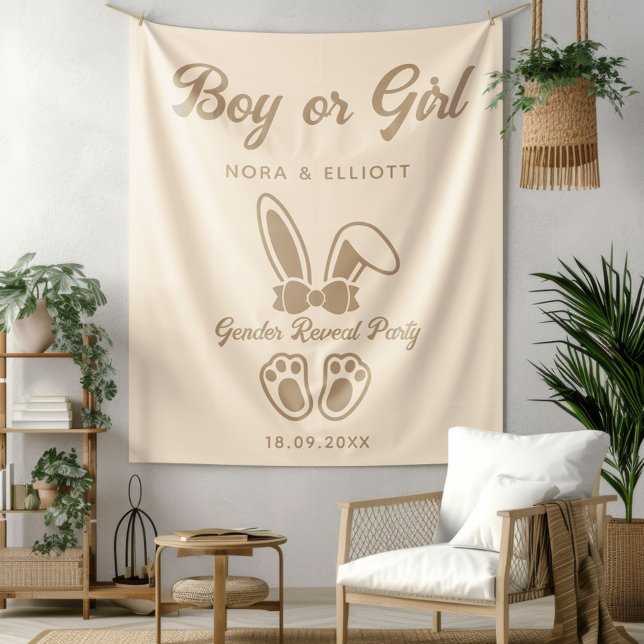 Tapete De Parede Revelação de Gênero Beige Claro Bunny Moderno (Criador carregado)