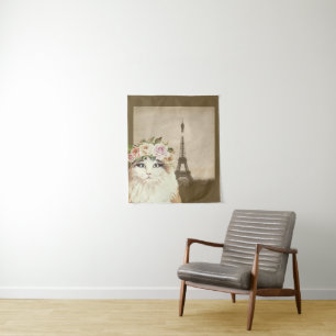 Tapete De Parede Rico Cat e Torre Eiffel