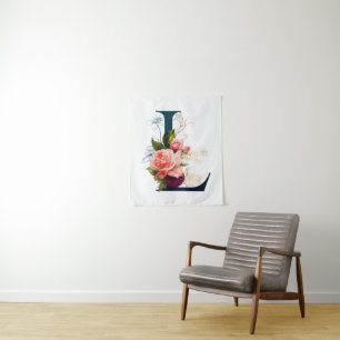 Tapete De Parede Rico Floral Monograma - Letra L