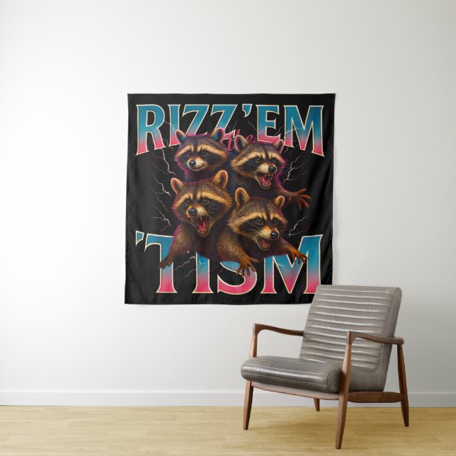 Tapete De Parede Rizz Em With The Tism Meme Autism Funny Racoon (In Situ)