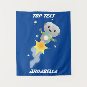 Tapete De Parede Robô bonito voando em ilustração de desenho animad