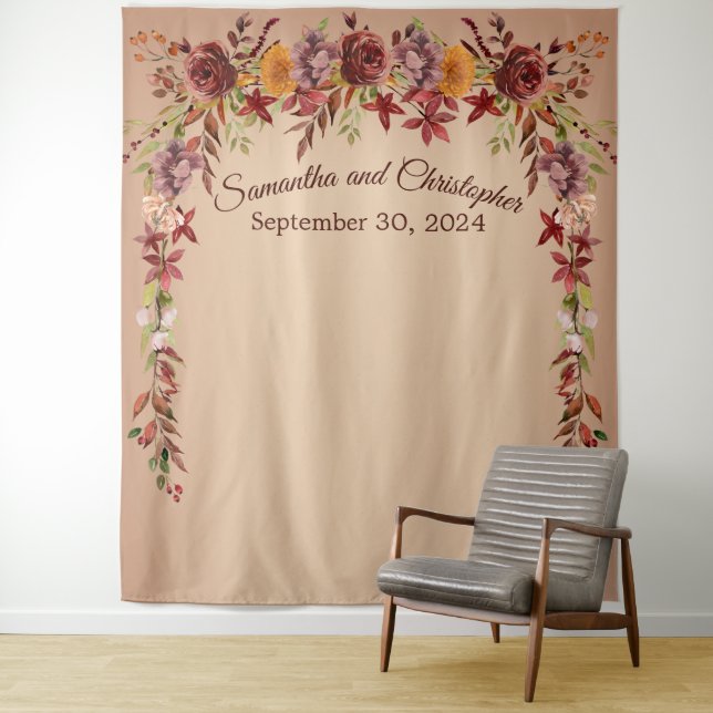 Tapete De Parede Romance Floral Autumn Photo Booth Backdrop (In Situ)