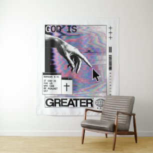 Tapete De Parede Romanos 8:31 Mão de Deus Cyberpunk Glitch Art