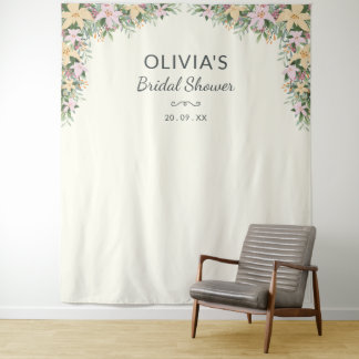 Tapete De Parede Romantic Floral Bridal Shower Backdrop