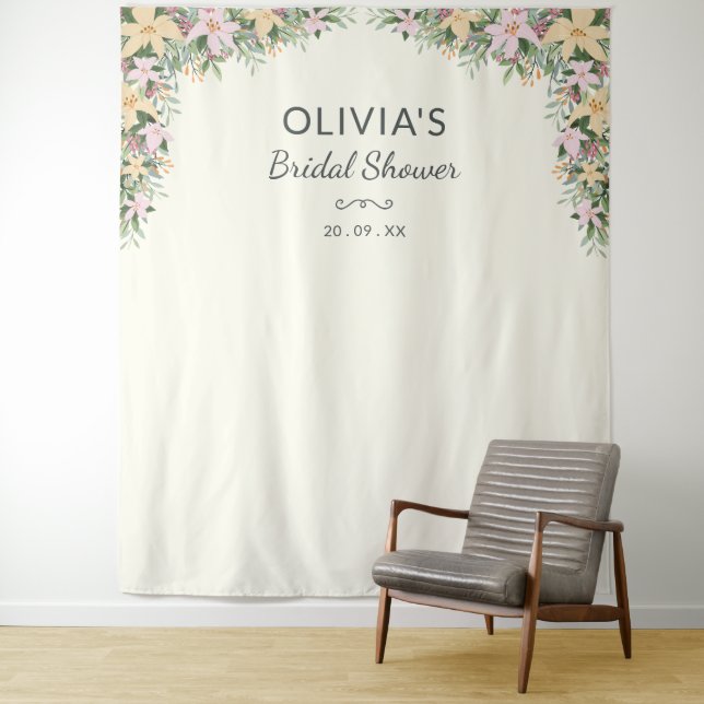 Tapete De Parede Romantic Floral Bridal Shower Backdrop (In Situ)