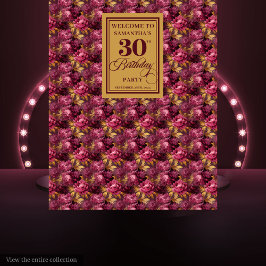 Tapete De Parede Romântica Borgonha Blush Dourado Boho aniversário