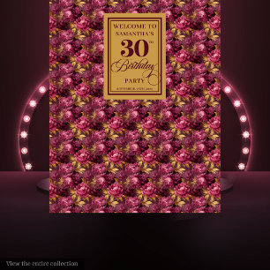 Tapete De Parede Romântica Borgonha Blush Dourado Boho aniversário