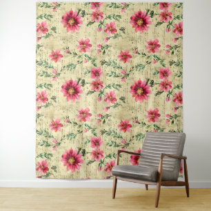 Tapete De Parede Romântica vintage aqucolor floral Natural