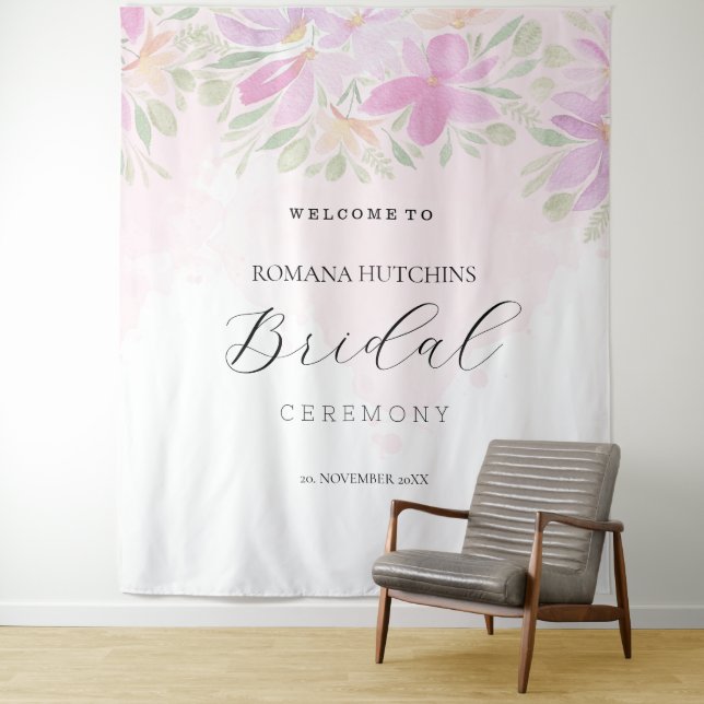 Tapete De Parede Romântico Floral Cor-de-Rosa Elegante (In Situ)