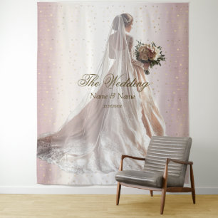 Tapete De Parede Rosa Casamento no inverno Noiva Ouro Shiny Heart P