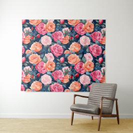 Tapete De Parede Rosa cor-de-rosa-vermelho Design de padrão laranja