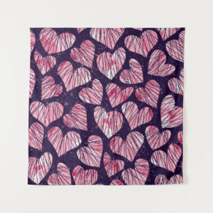 Tapete De Parede Rosa coração: padrão uniforme de aquarela.