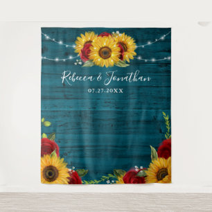Tapete De Parede Rosa de Sunflower Teal Wood Rustic Fundo de Casame
