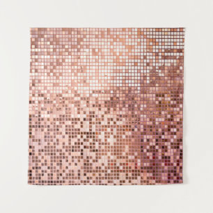 Tapete De Parede Rosa dourado: azulejos de mosaicos quadrados.