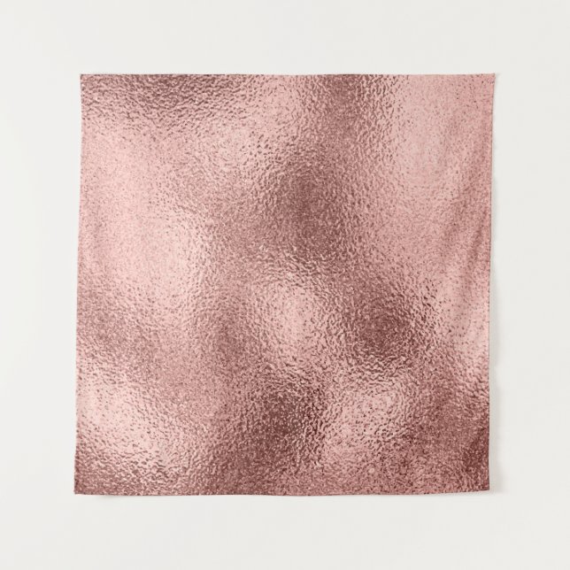 Tapete De Parede Rosa Dourado Metálico: Brilho Vintage. (Frente)