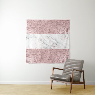 Tapete De Parede Rosa Dourado Moderno Glam Mármore & Decoração com