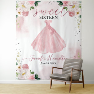 Tapete De Parede Rosa Dourado Vestido Floral Suave 16 Fundo