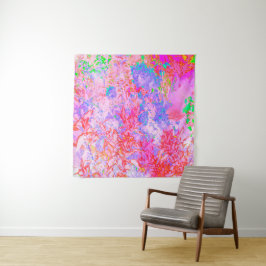 Tapete De Parede Rosa Pastel e Vermelho com Paisagem de Hortênsia A