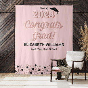 Tapete De Parede Rosa Script Confetti Congrats Formando Plano de Fu