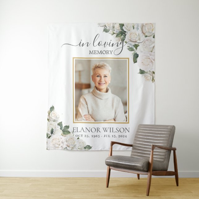 Tapete De Parede Rosas Brancas Florais Em Foto De Memória Amorosa (In Situ)