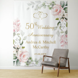 Tapete De Parede Rosas Corações de 50º Aniversário de Casamento