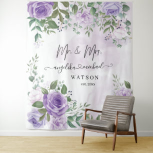 Tapete De Parede Rosas Purple Blush Sr. e Sra. Modern Script