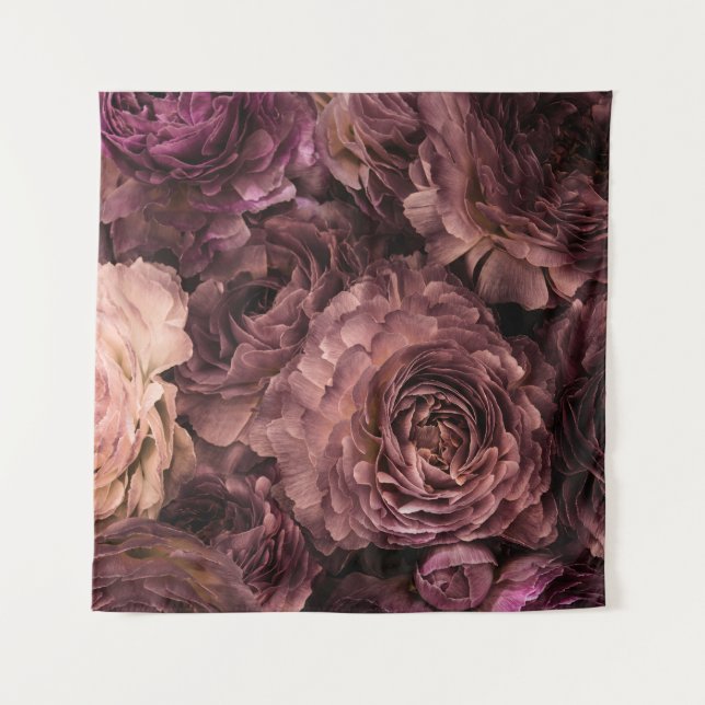 Tapete De Parede Rosas Violetas: Textura de Buquê Fresco (Frente)