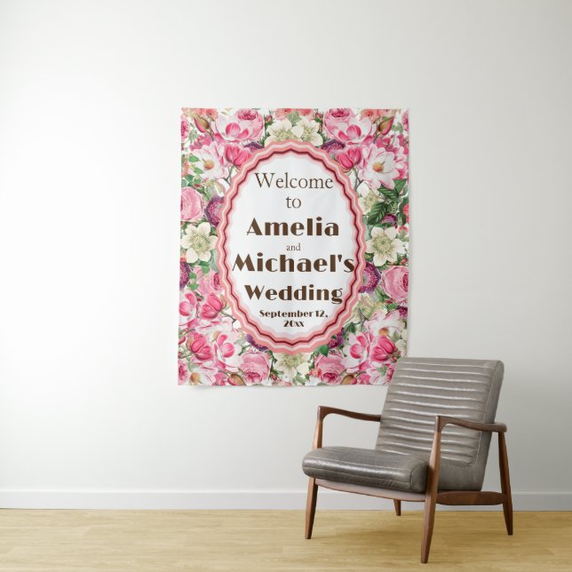 Tapete De Parede Rosas White Florals Fundo de Casamento (In Situ)