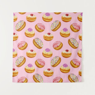 Tapete De Parede Rosquinhas Coloridas: Aquarela Desenhada À Mão