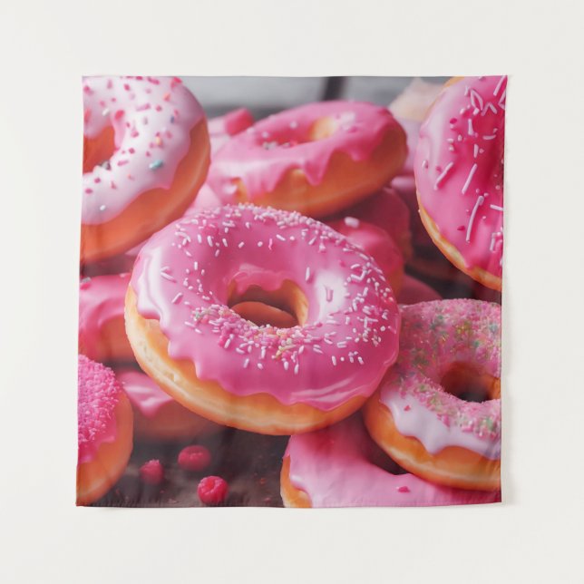 Tapete De Parede Rosquinhas de morango rosa (Frente)