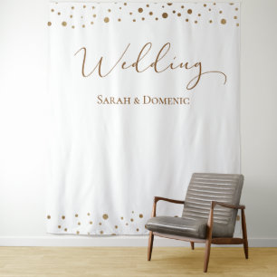Tapete De Parede Roteiro de casamento com confetes dourados simples