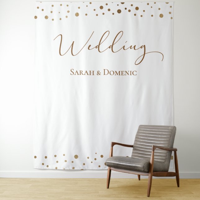 Tapete De Parede Roteiro de casamento com confetes dourados simples (In Situ)