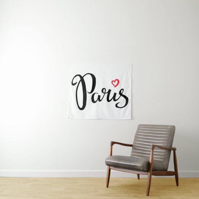 Tapete De Parede Rotulação da escova de Paris com coração (In Situ (Horizontal))