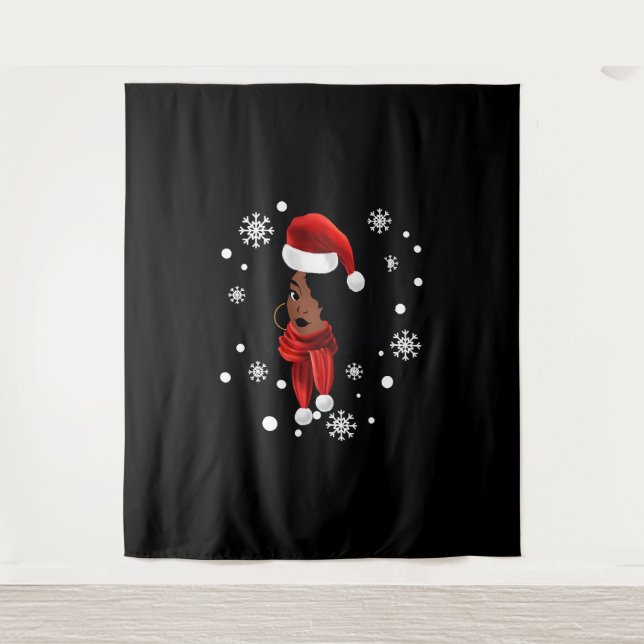 Tapete De Parede Roupa de Papai noel de Natal para  africano negro (Frente)
