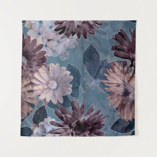 Tapete De Parede Roxo Monocromático: Floral Aquarela Sem Costura