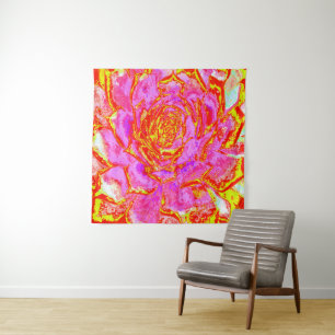 Tapete De Parede Roxo Quente, Vermelho e Amarelo Suculento Sedum Ro
