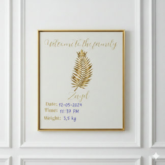 Tapete De Parede Royal Gold Palm Welcome Birth Announcement Custom 