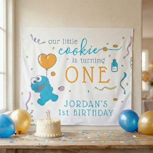 Tapete De Parede Rua Sésamo Aniversário de 1 ano do Cookie Monste