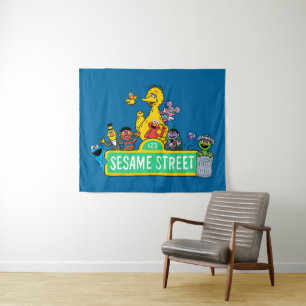 Tapete De Parede Rua Sésamo Cor Do Cheio Com Pals