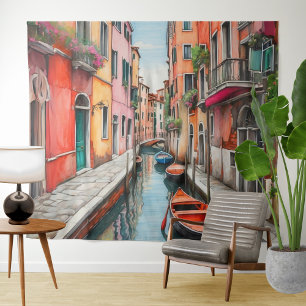 Tapete De Parede Rua Watercolor em Veneza